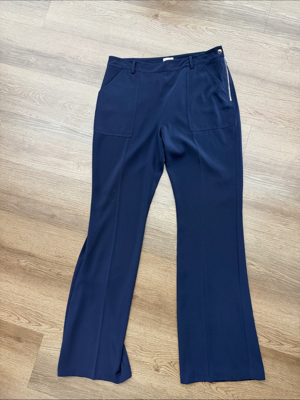 Laundry By Shelli Segal Navy Flare Pants with Side Zip Sz 12